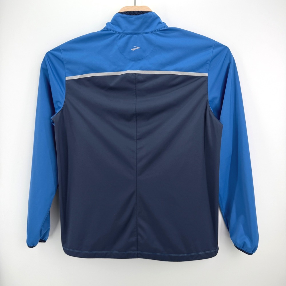 Brooks Canopy Running Jacket Mens Large Blue Shelter Technology Reflective Zip - Picture 4 of 12